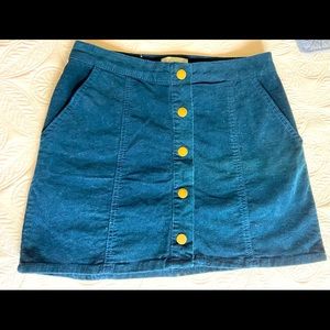 Altar’d State teal corduroy mini skirt